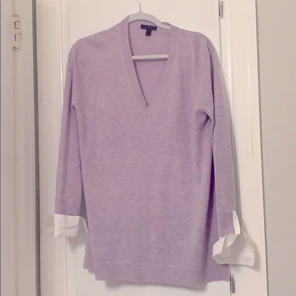 Jcrew V neck sweater with shirt cuffs
